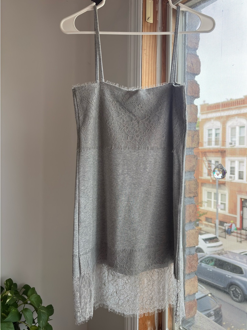 Lioness Silver Lace-Trim Mini Slip Dress-NWT - Picture 3 of 6
